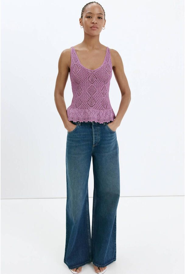 Mango top met glitters paars