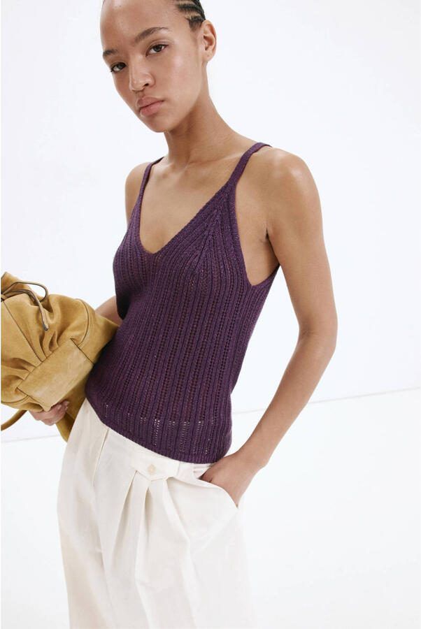 Mango top met glitters paars