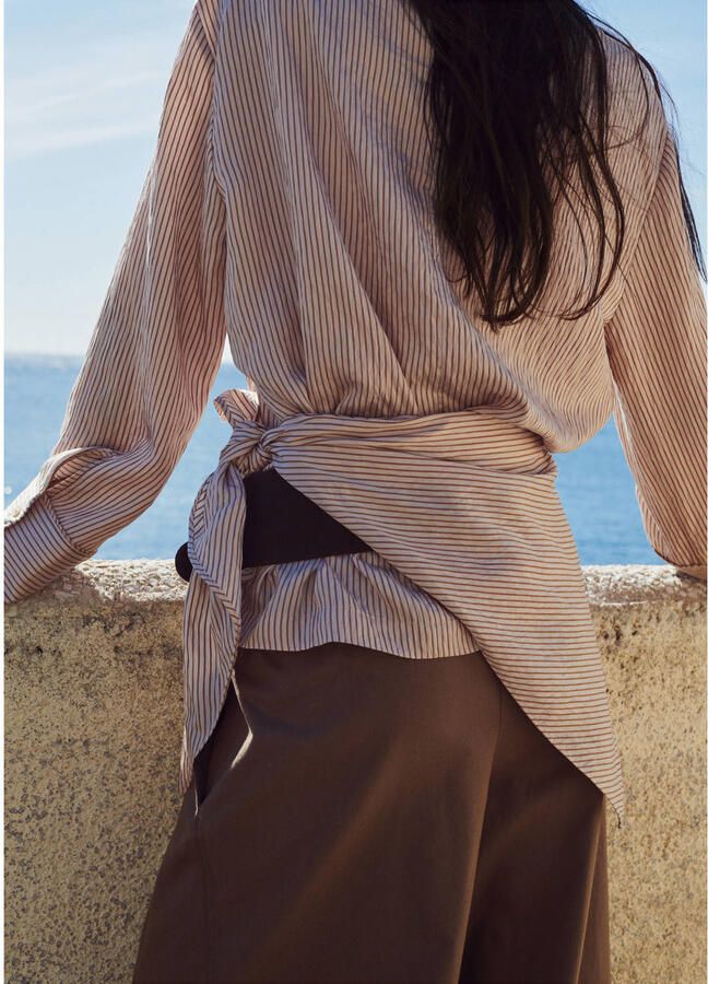 Mango top met krijtstreep beige - Foto 2