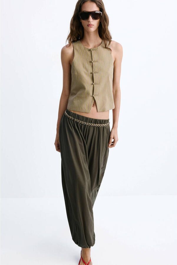 Mango top met krijtstreep groen - Foto 2