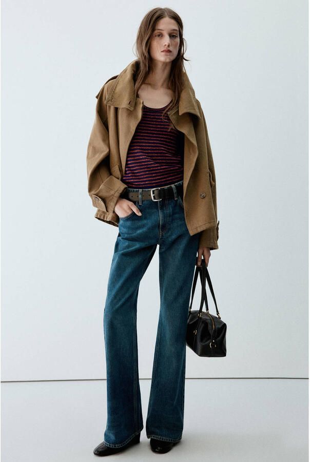 Mango top met krijtstreep rood blauw - Foto 2