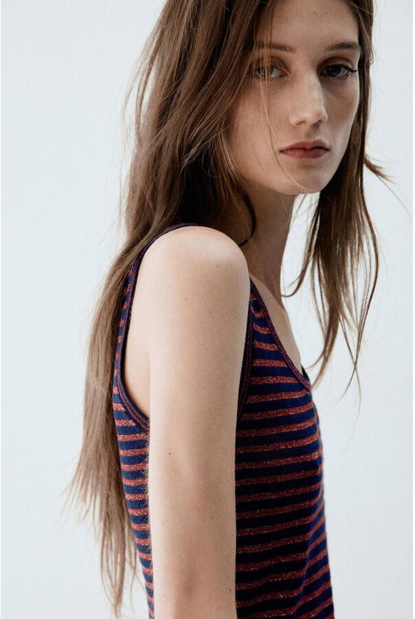 Mango top met krijtstreep rood blauw - Foto 3