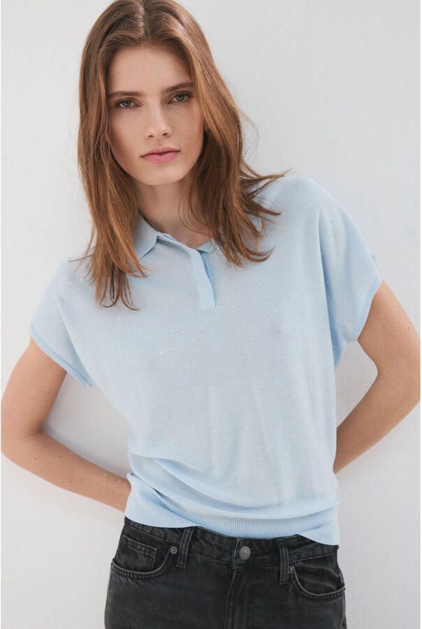 Mango top met lurex lichtblauw