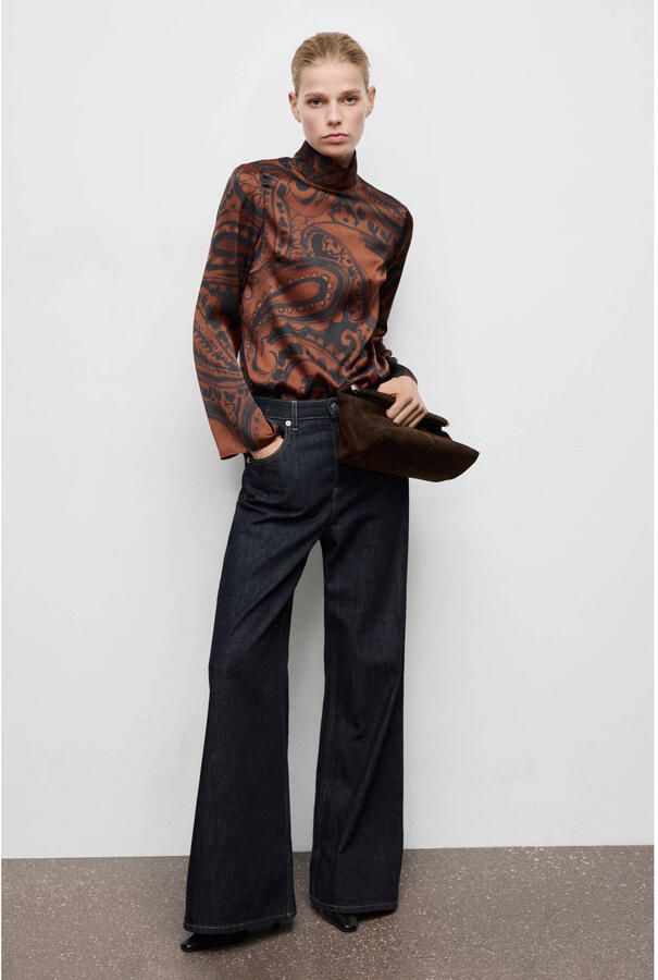 Mango top met paisley print bruin
