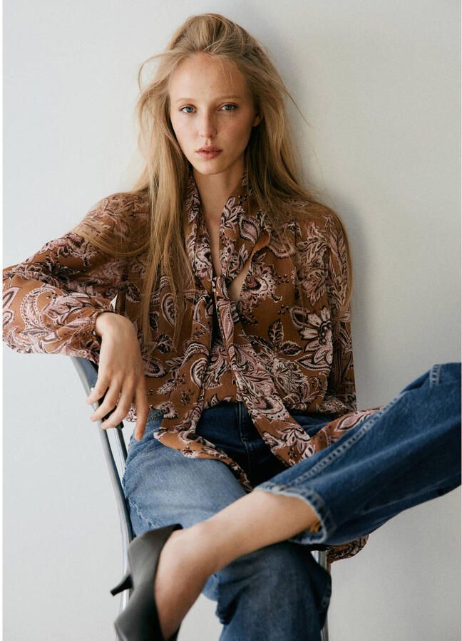 Mango top met print bruin - Foto 2