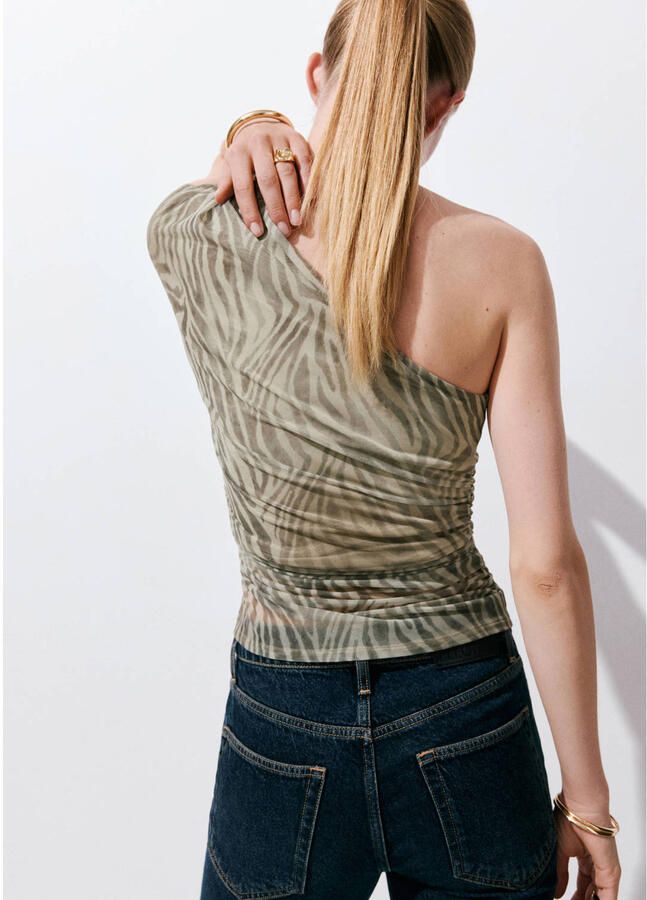 Mango top met print lichtgrijs - Foto 2