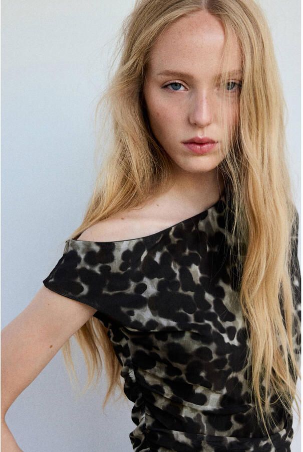 Mango top met print meerkleurig