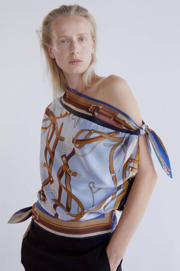Mango top met print meerkleurig