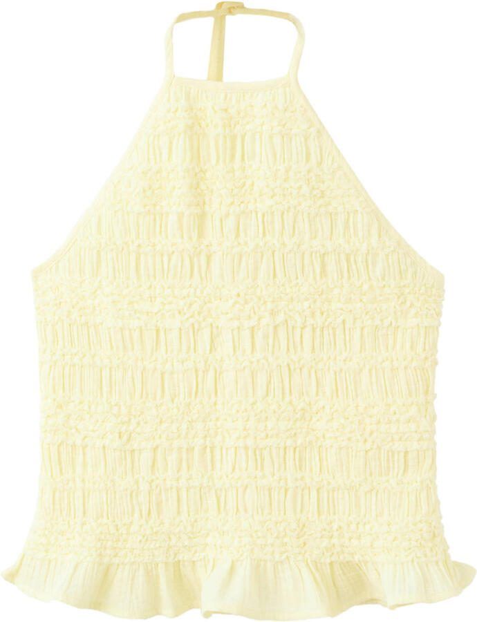 Mango top met ruches lichtgeel - Foto 2