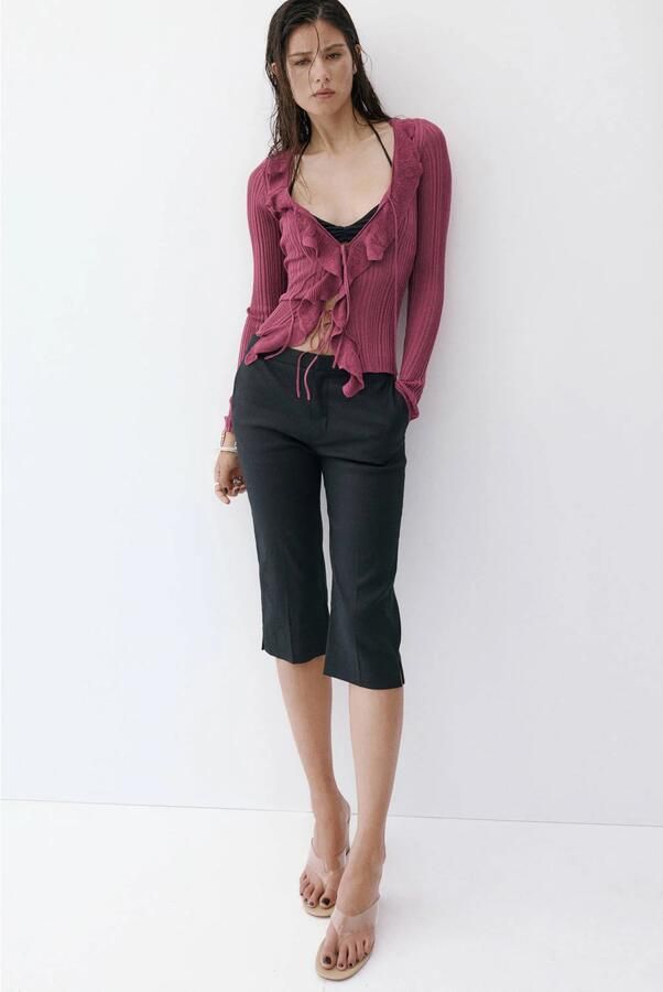 Mango top met ruches oudroze