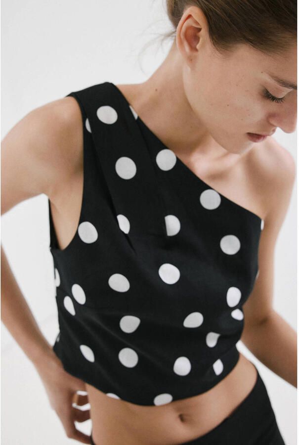 Mango top met stippen zwart