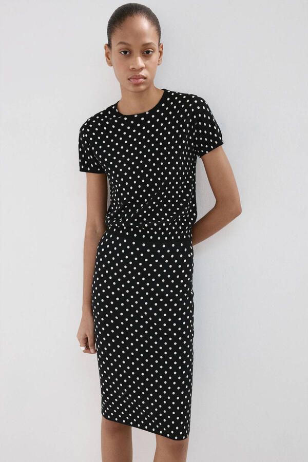 Mango top met stippen zwart