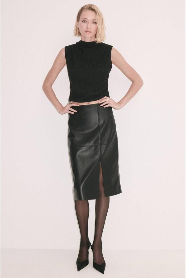 Mango top met strass-steentjes zwart