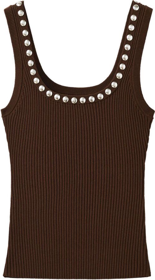 Mango top met studs bruin