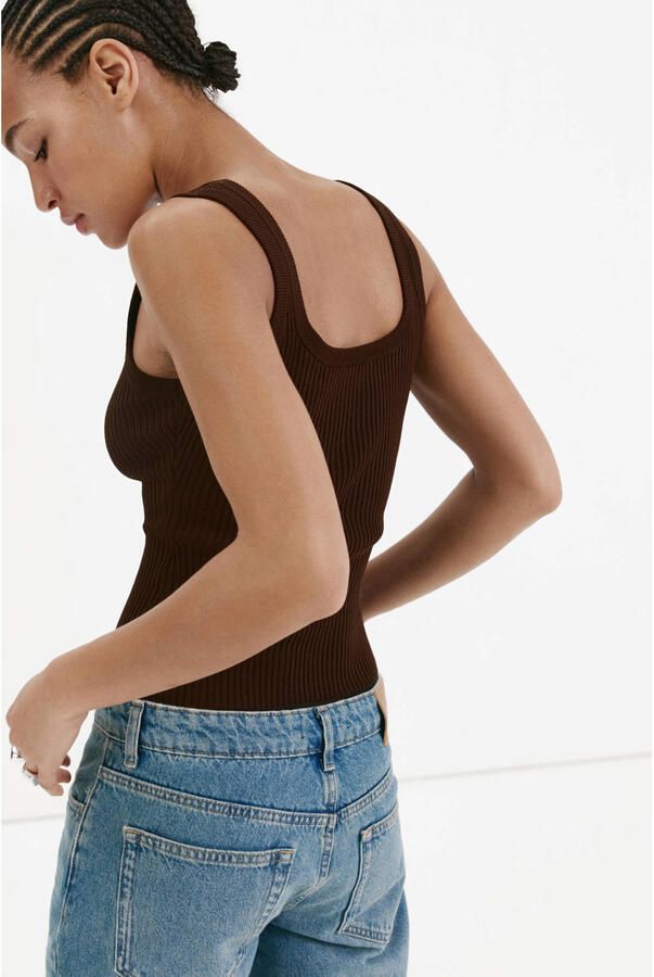 Mango top met studs bruin - Foto 3