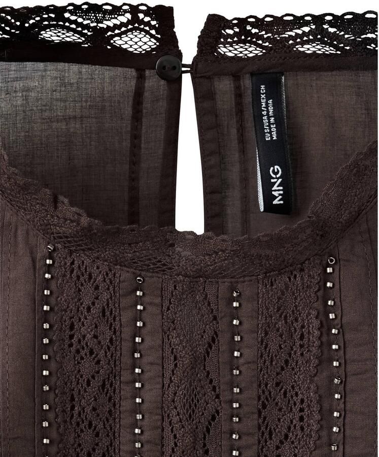 Mango top met studs bruin - Foto 2