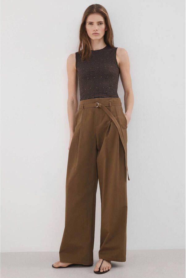 Mango top met textuur donkerbruin - Foto 2