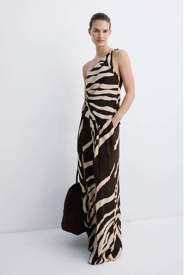 Mango top met zebraprint bruin