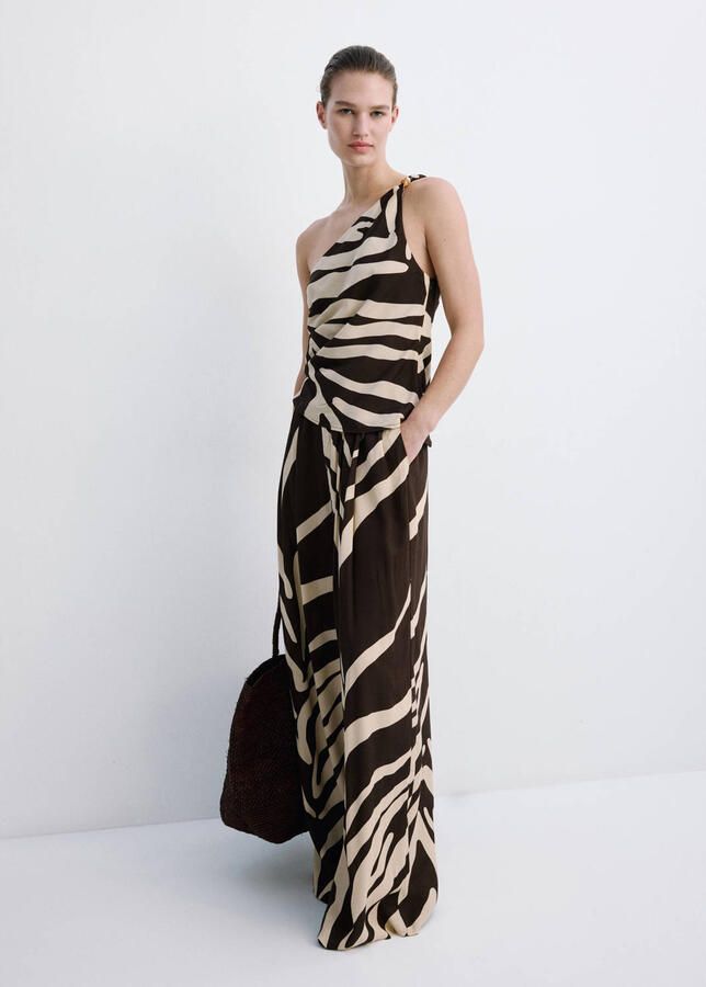 Mango top met zebraprint bruin