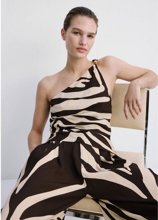Mango top met zebraprint bruin - Foto 2
