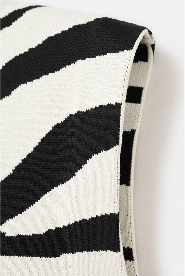 Mango top met zebraprint fijn gebreid zwart - Foto 3