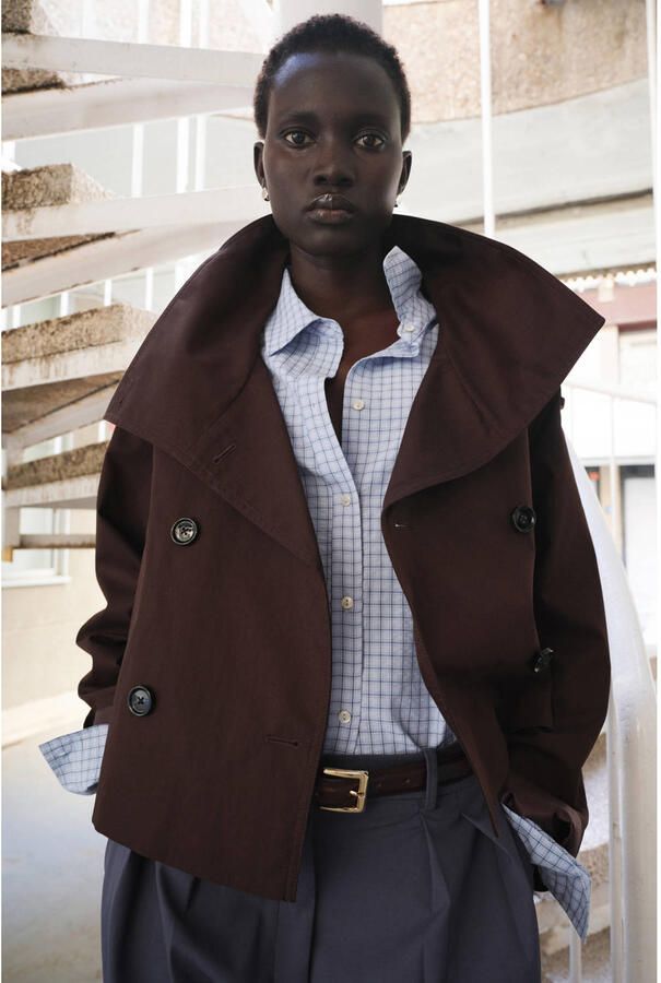 Mango trenchcoat donkerbruin