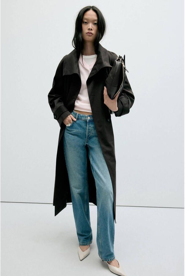 Mango trenchcoat met ceintuur donkerbruin