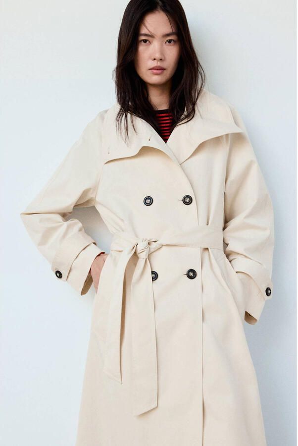 Mango trenchcoat met ceintuur ecru