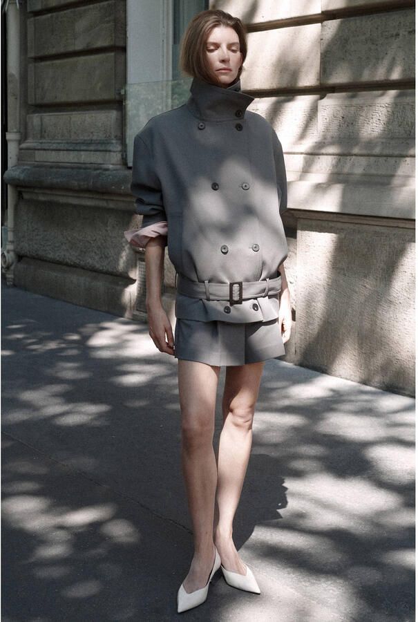 Mango trenchcoat met ceintuur grijs