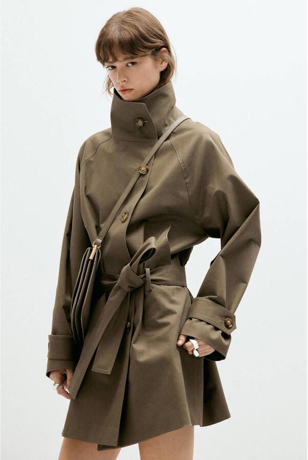 Mango trenchcoat met ceintuur kaki