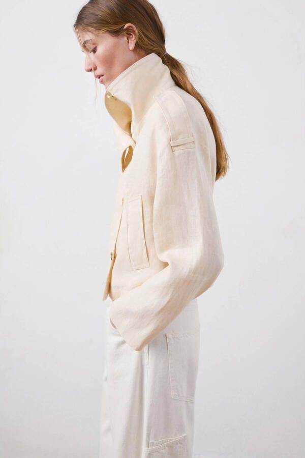 Mango trenchcoat met linnen ecru - Foto 3