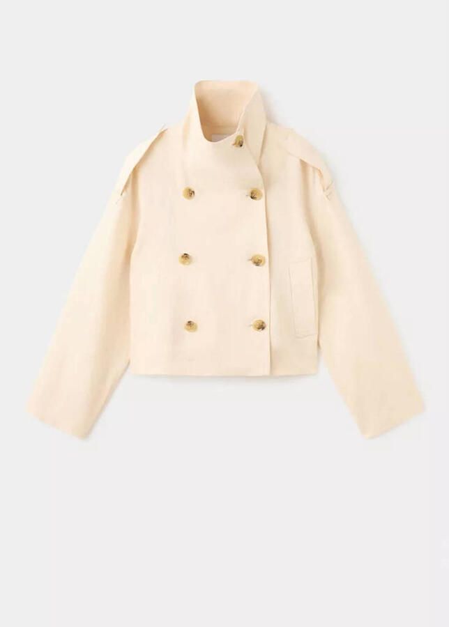 Mango trenchcoat met linnen ecru - Foto 2