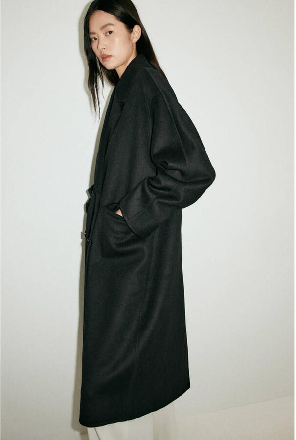 Mango trenchcoat met wol zwart - Foto 3
