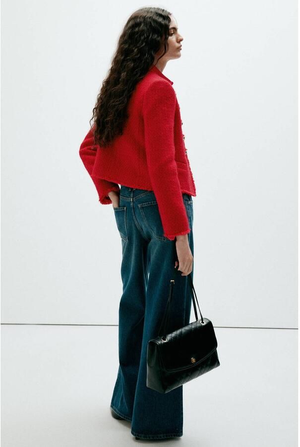 Mango tweed jas met wol rood - Foto 2