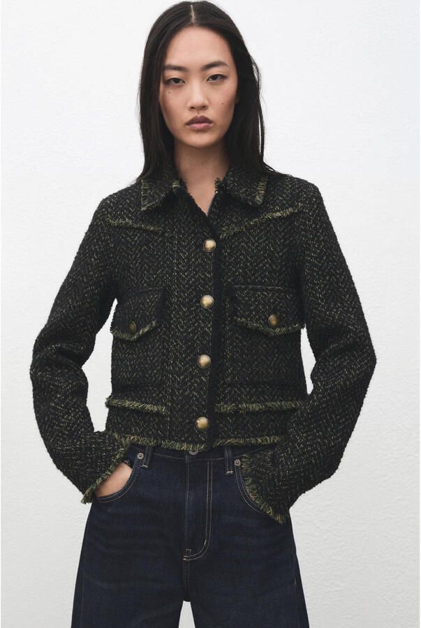 Mango tweed jasje donkergroen