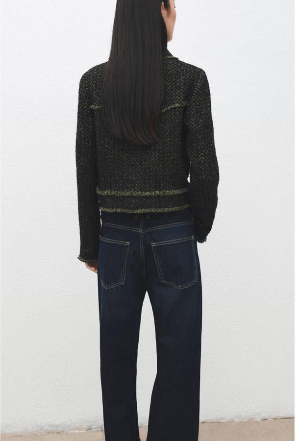 Mango tweed jasje donkergroen - Foto 3