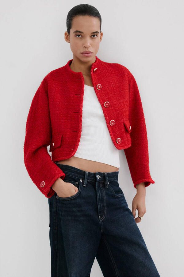 Mango tweed jasje rood