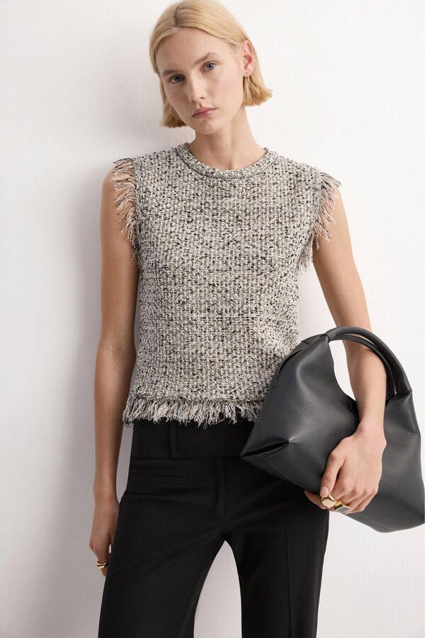 Mango tweed top zwart - Foto 2