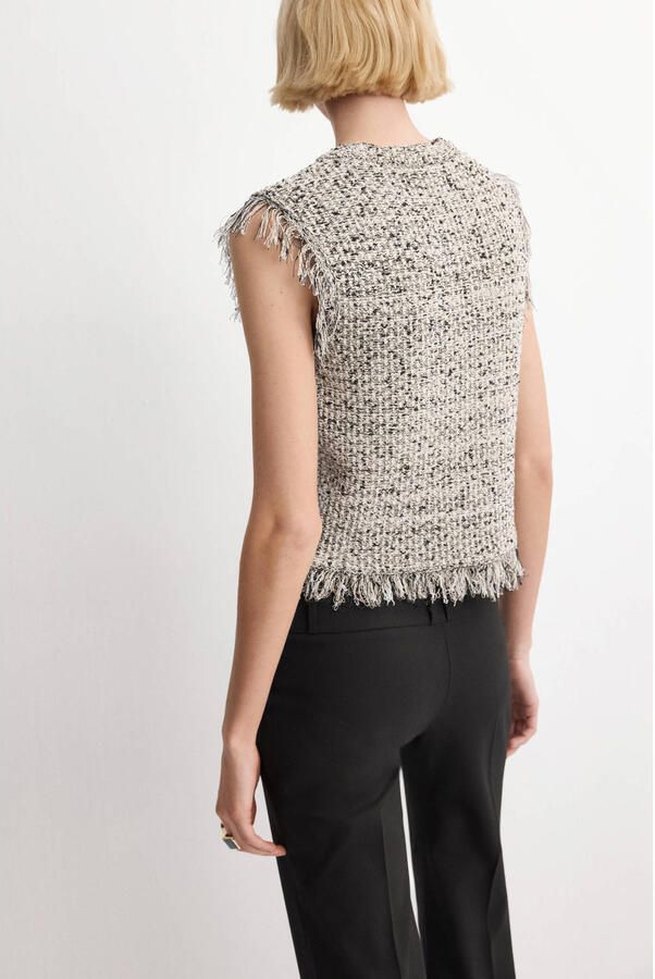 Mango tweed top zwart