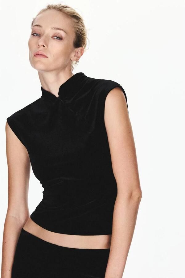 Mango velours top zwart