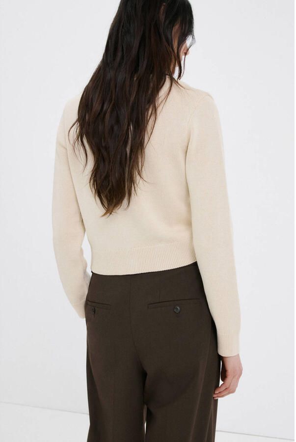 Mango vest beige fijn gebreid - Foto 3