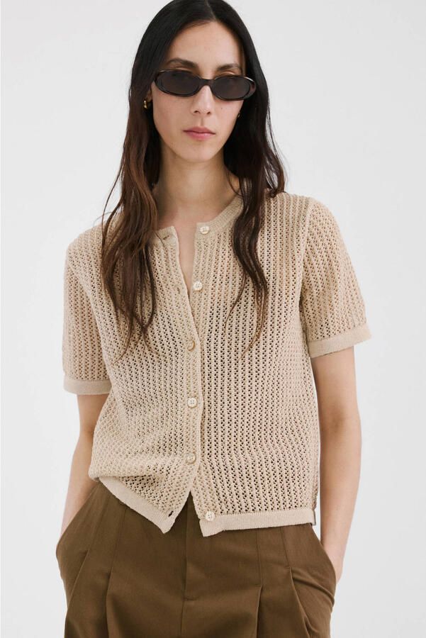 Mango vest beige fijn gebreid