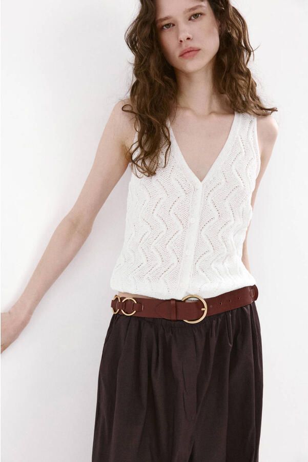 Mango vest gebreid wit