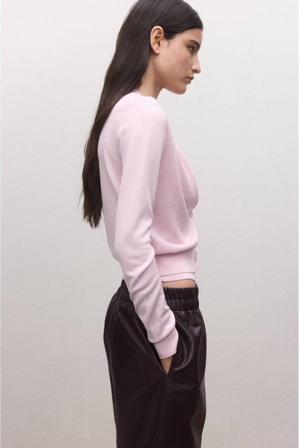 Mango vest met wol roze fijn gebreid - Foto 2