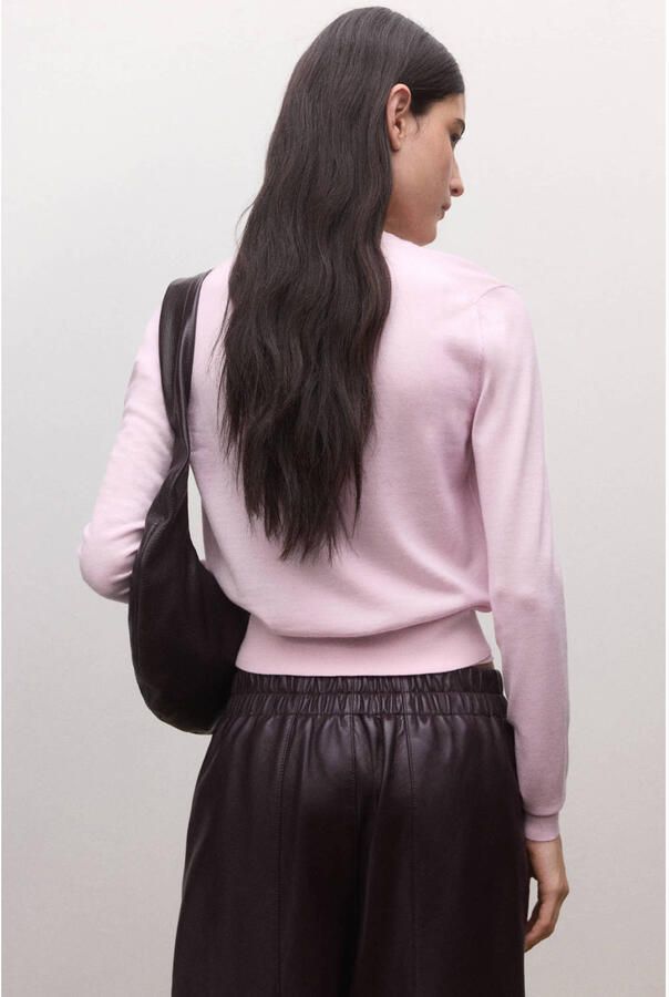 Mango vest met wol roze fijn gebreid - Foto 3