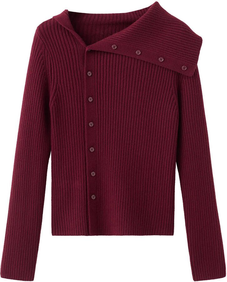 Mango vest rood rib gebreid - Foto 2
