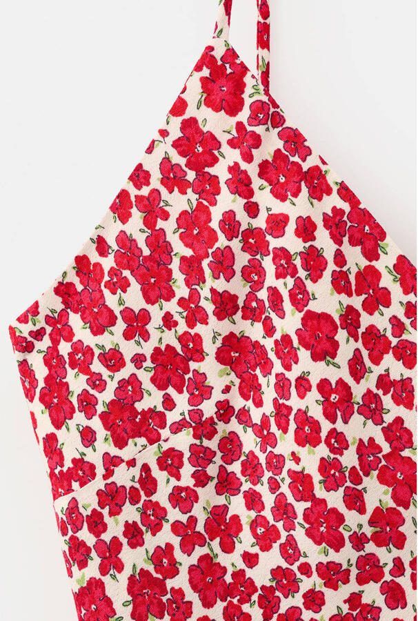 Mango viscose gebloemde midi jurk rood - Foto 2