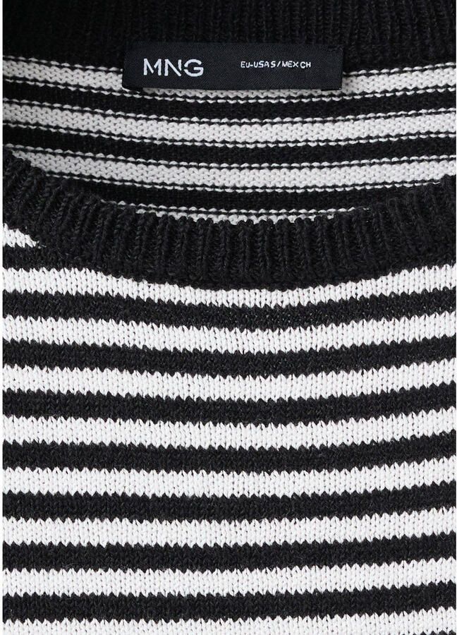 Mango viscose gebreide gestreepte trui zwart - Foto 2