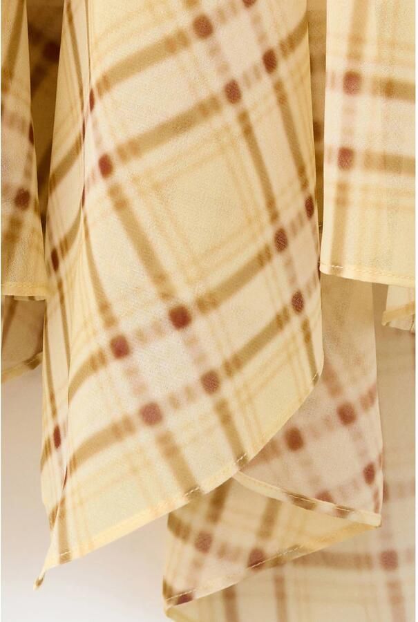 Mango viscose geruite midi jurk lichtgeel - Foto 3
