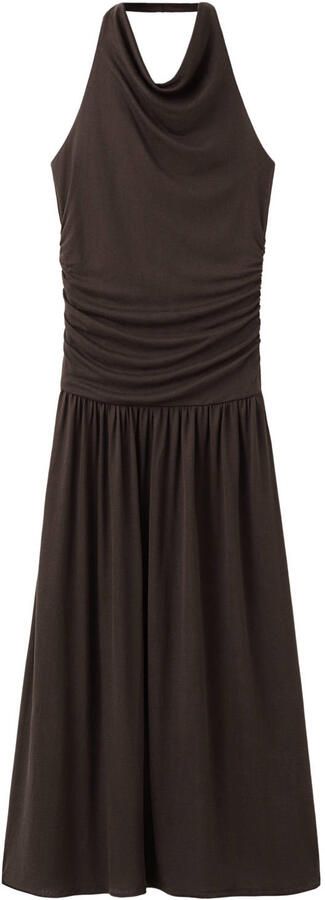 Mango viscose halterjurk bruin